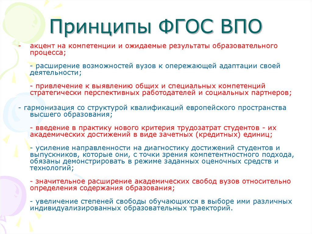 Принципы фгос. ФГОС ВПО. ФГОС ВПО структура. Образовательные Результаты ФГОС ВПО.