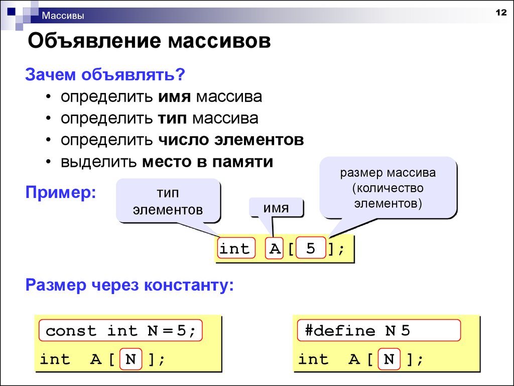 Какого имя массива сколько в нем элементов