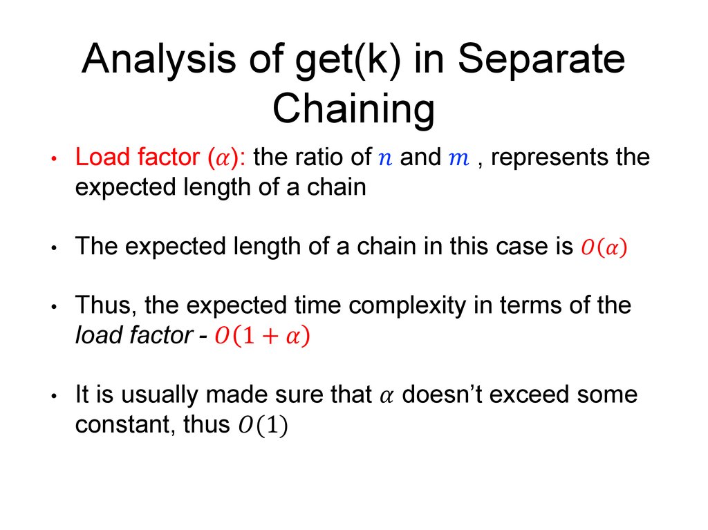 Analysis of get(k) in Separate Chaining