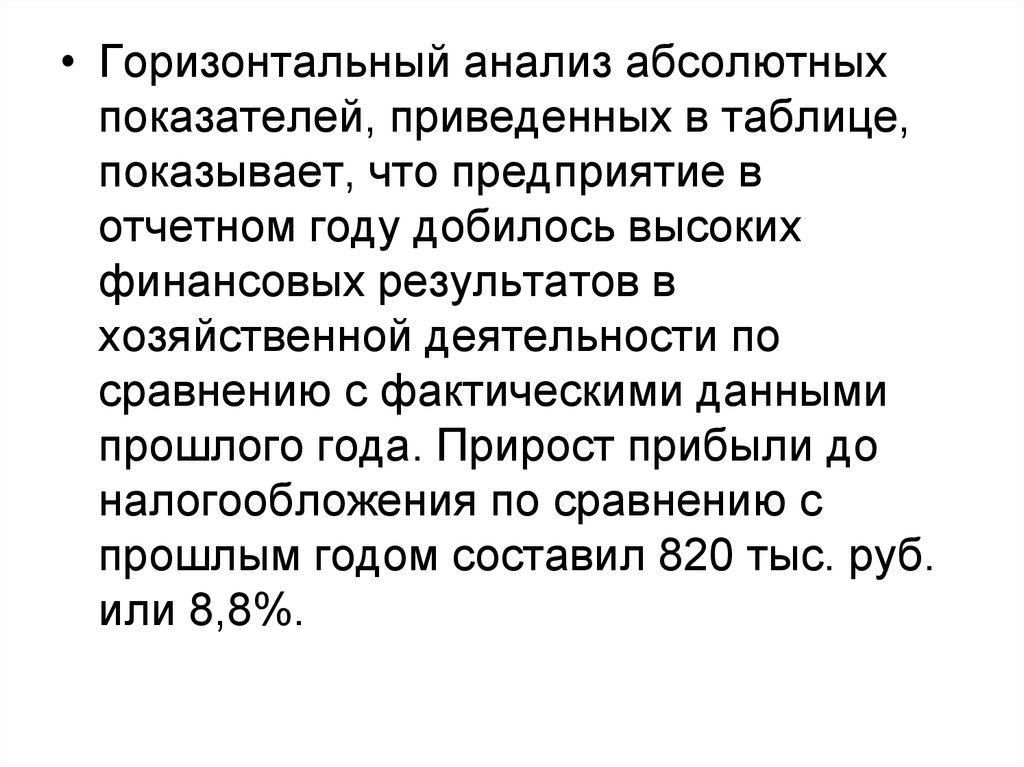 Вывод по горизонтальному анализу