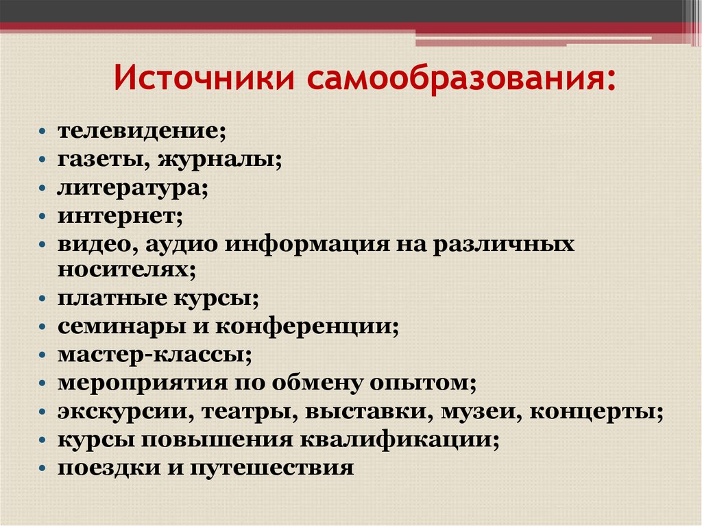 Профессиональные источники. Источники самообразования. Источники самообразования педагога. Перечислите основные источники самообразования. Перечисли основные источники самообразования.