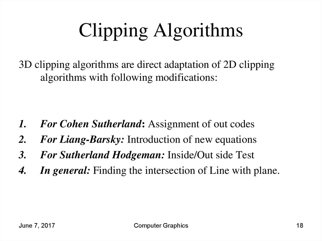 Clipping Algorithms