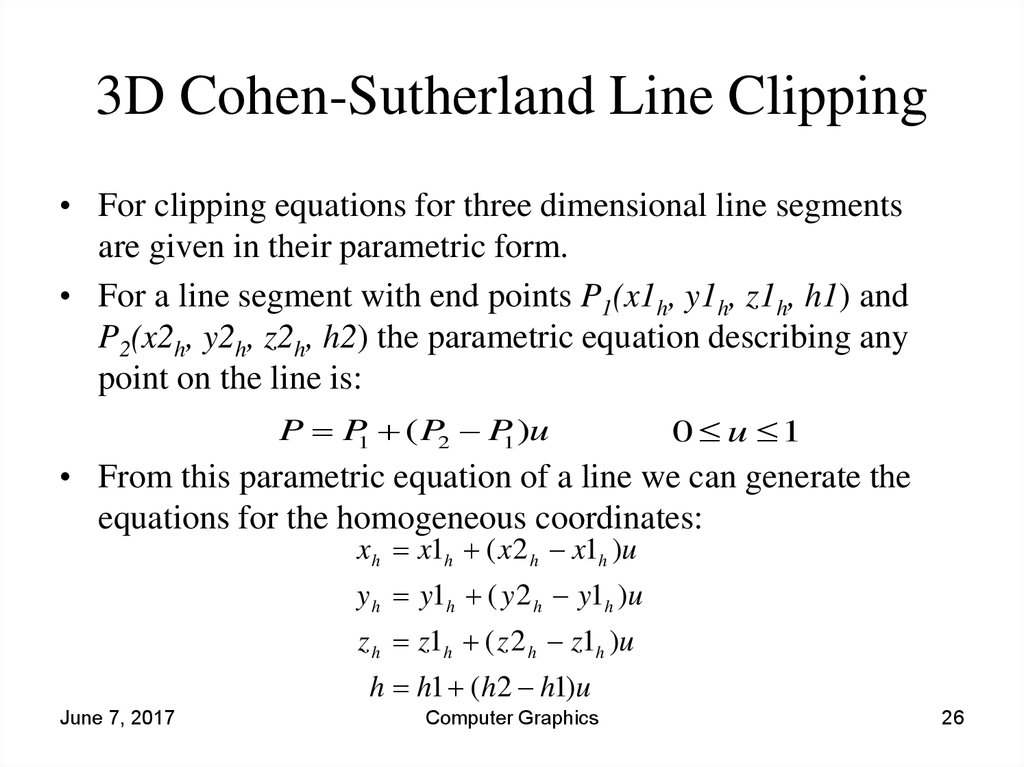 3D Cohen-Sutherland Line Clipping