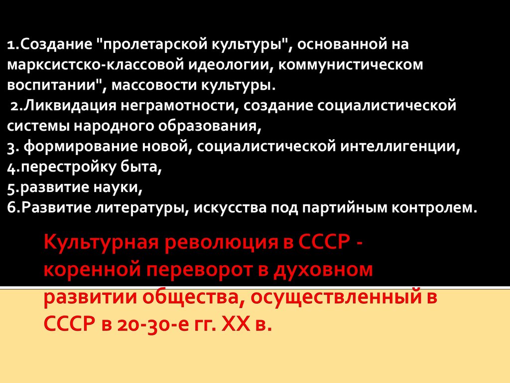 Презентация культурная революция в ссср в 20 е 30 е гг 11 класс