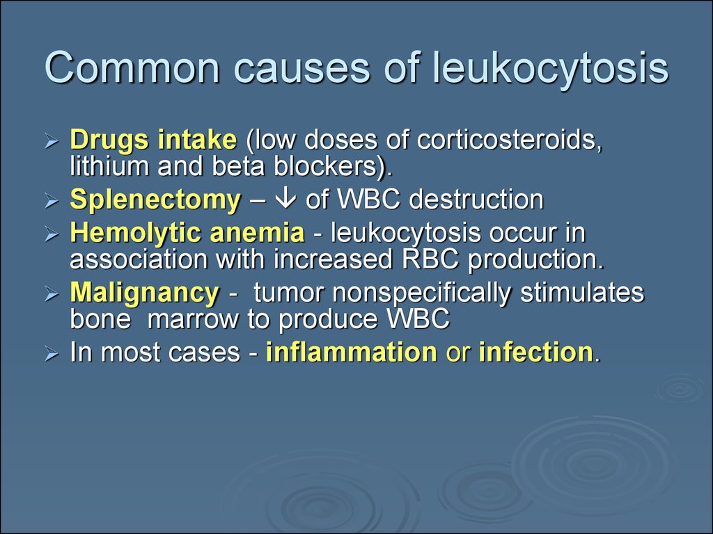 Common causes of leukocytosis