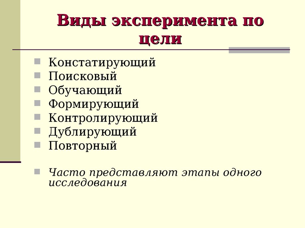 Виды эксперимента