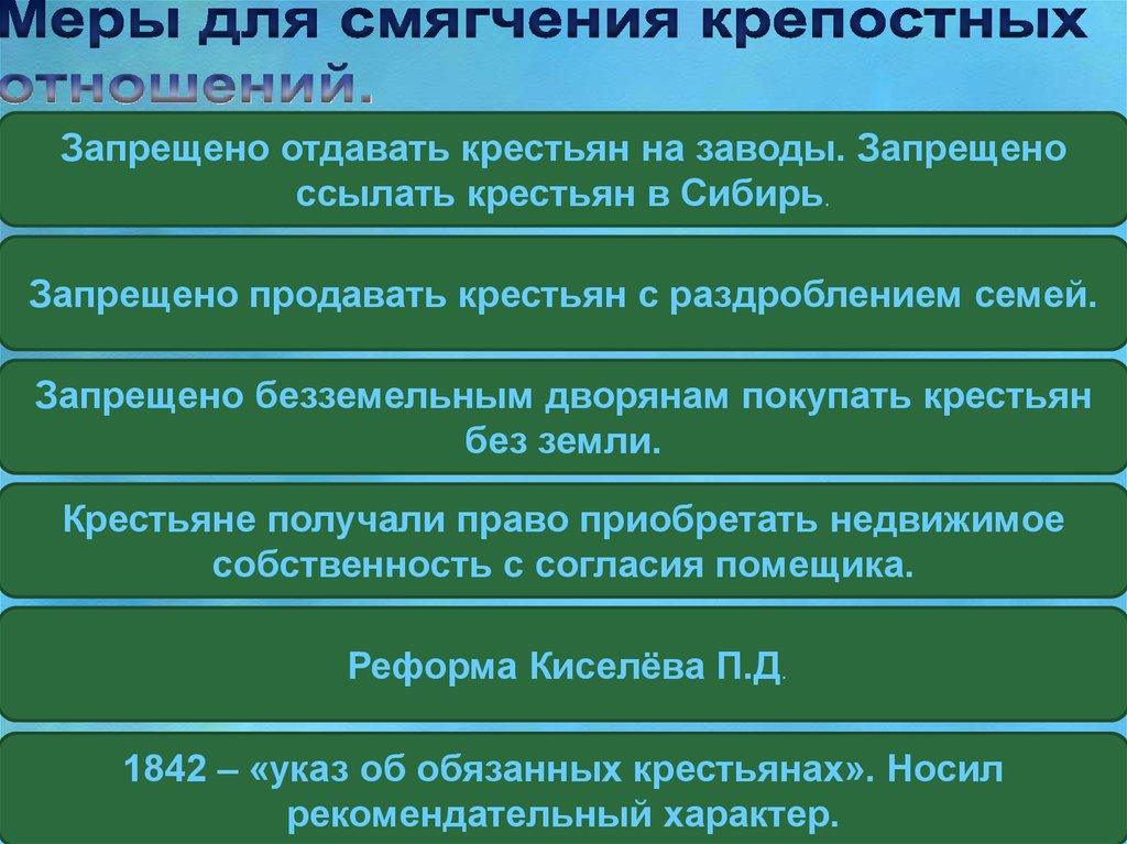 Запрет помещикам ссылать крепостных в сибирь