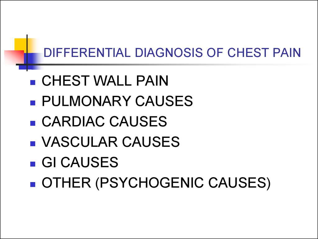 DIFFERENTIAL DIAGNOSIS OF CHEST PAIN