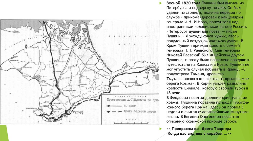 Карта путешествия пушкина по крыму