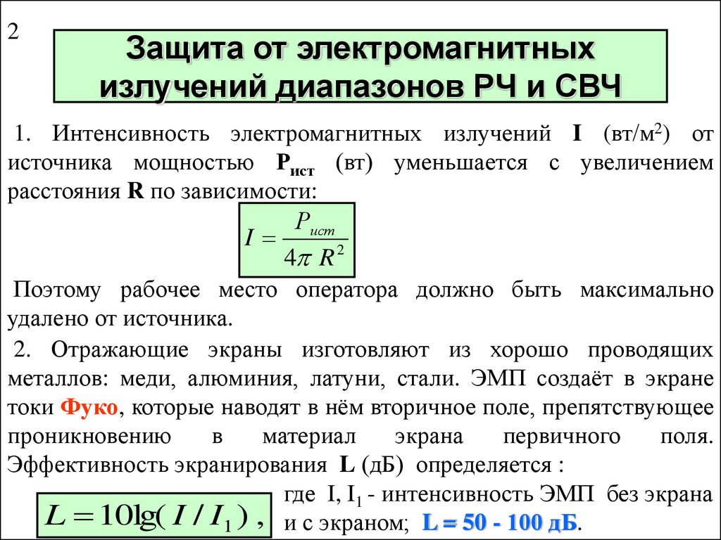 Ослабление интенсивности излучения