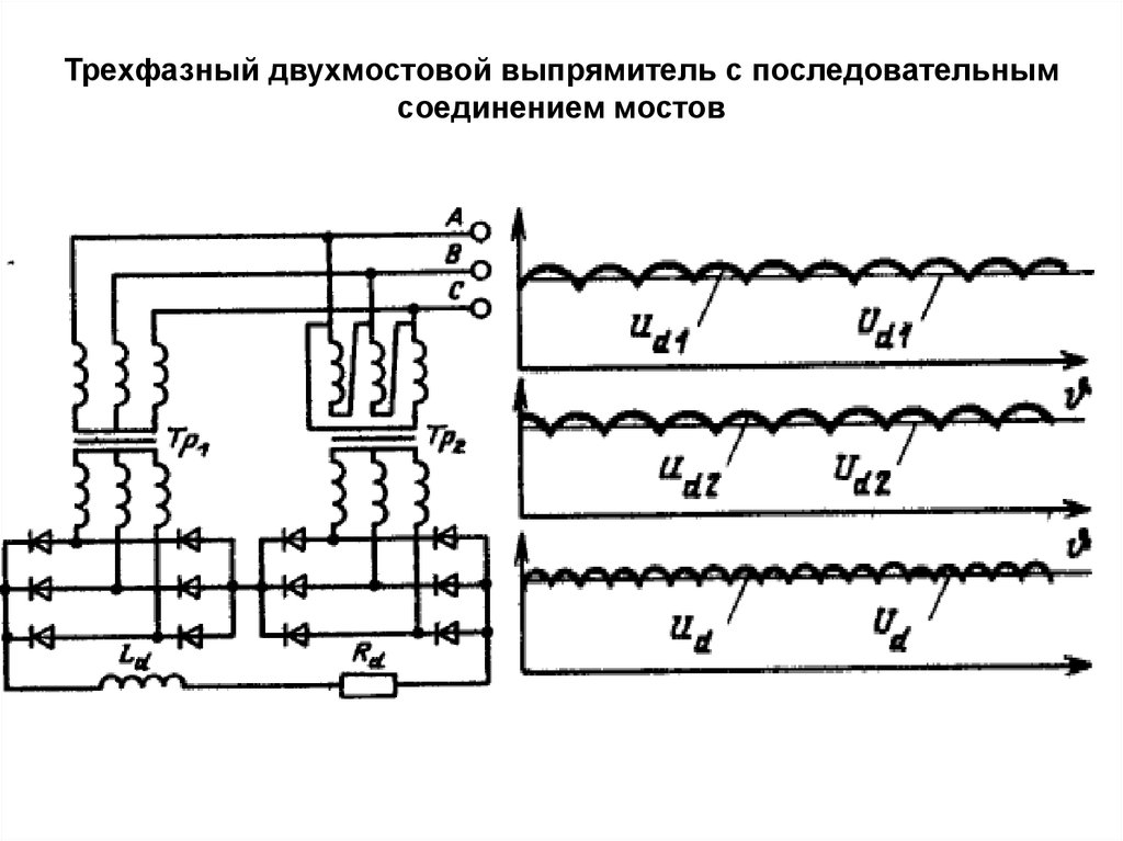 Схема трехфазного управляемого выпрямителя