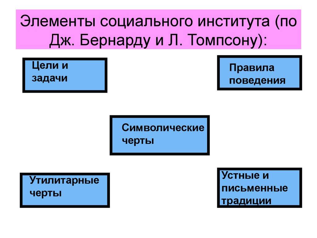 Какие элементы социального института выделяют авторы