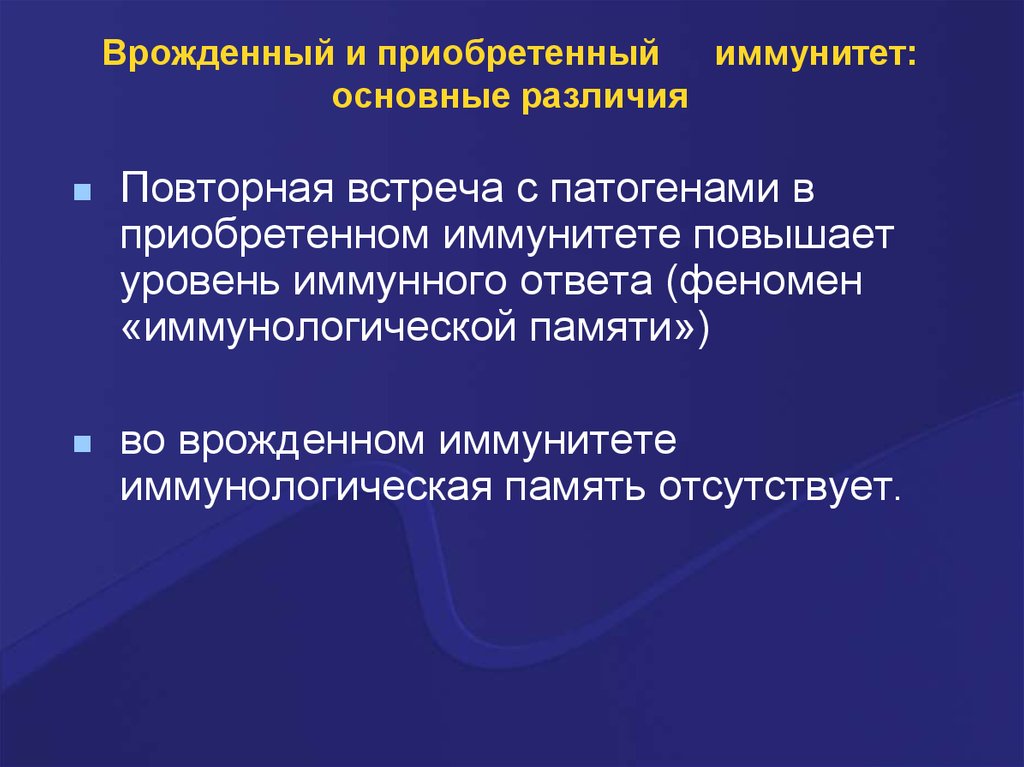 Врожденный и приобретенный иммунитет презентация