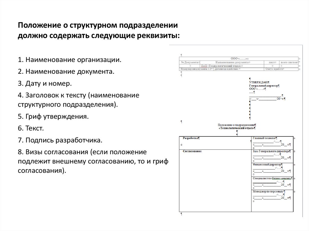 Подразделение образец