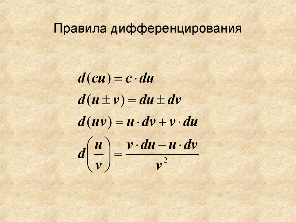 Правила дифференцирования презентация