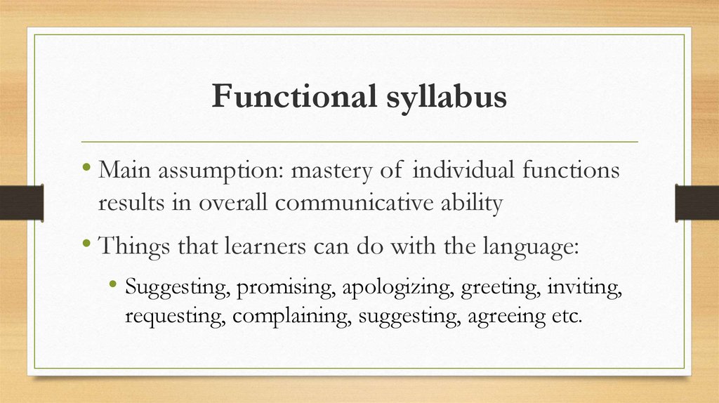 Functional syllabus