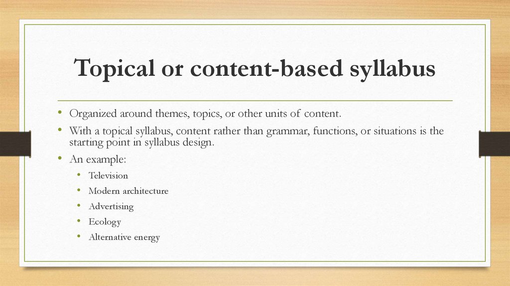 Topical or content-based syllabus