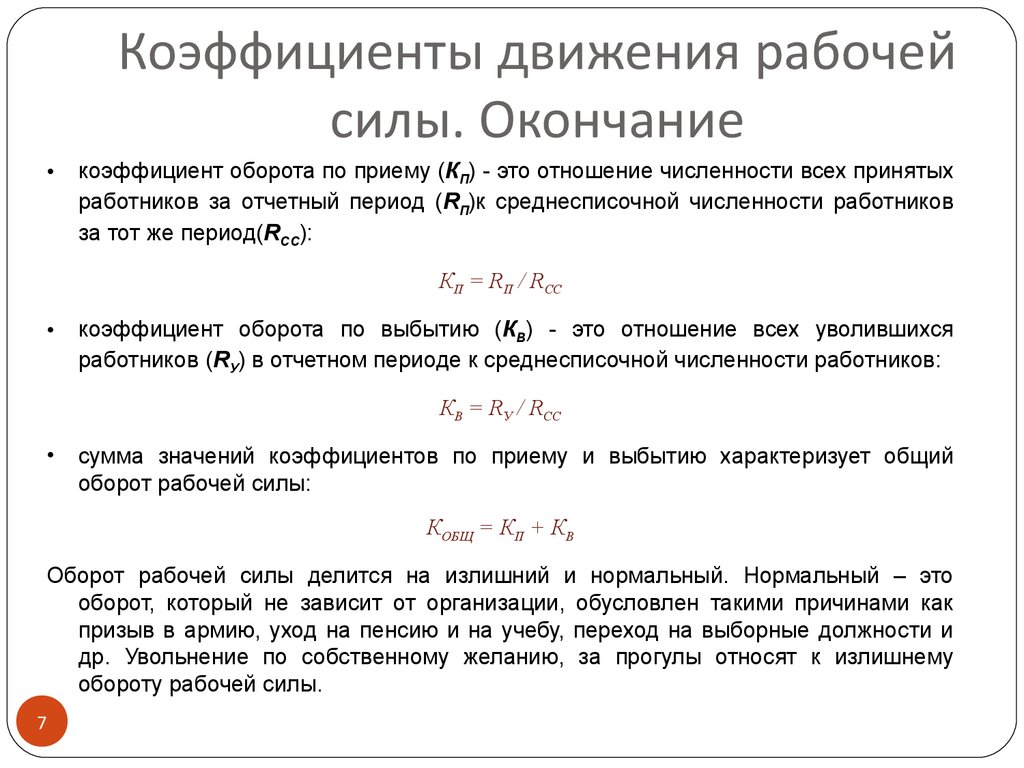 Коэффициент общего оборота кадров