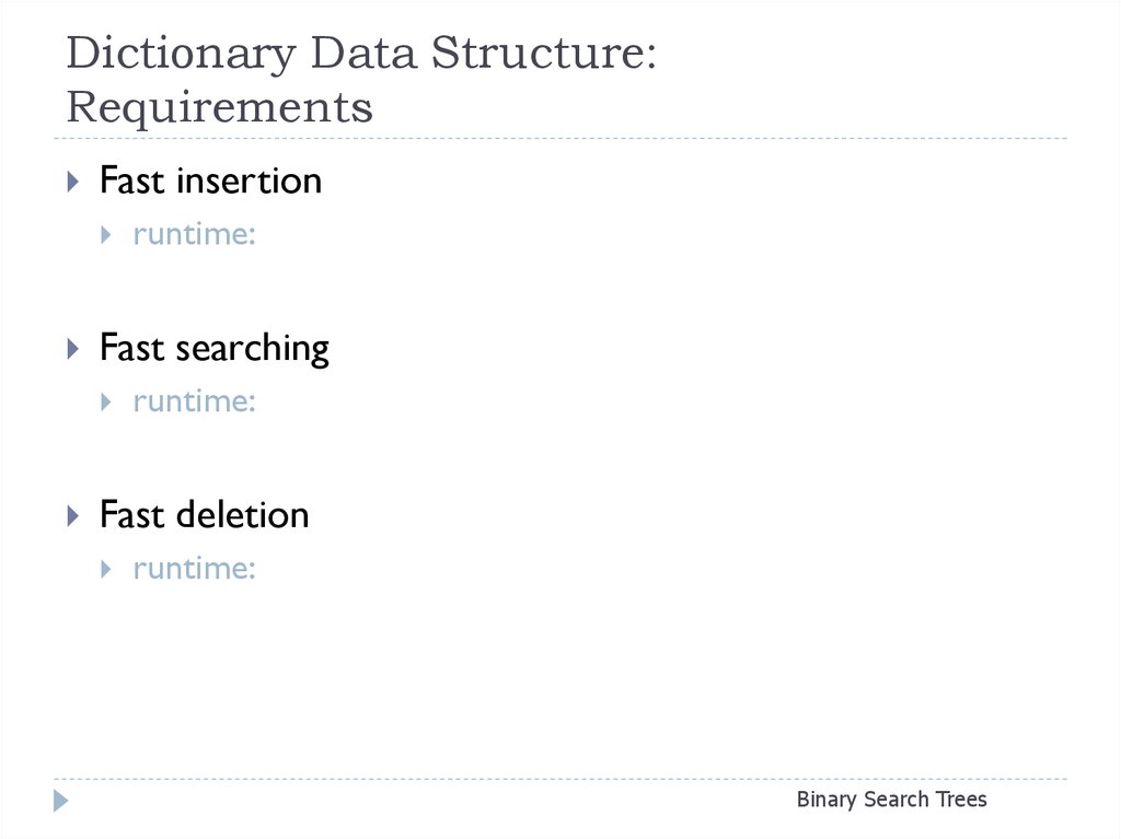 Dictionary Data Structure: Requirements