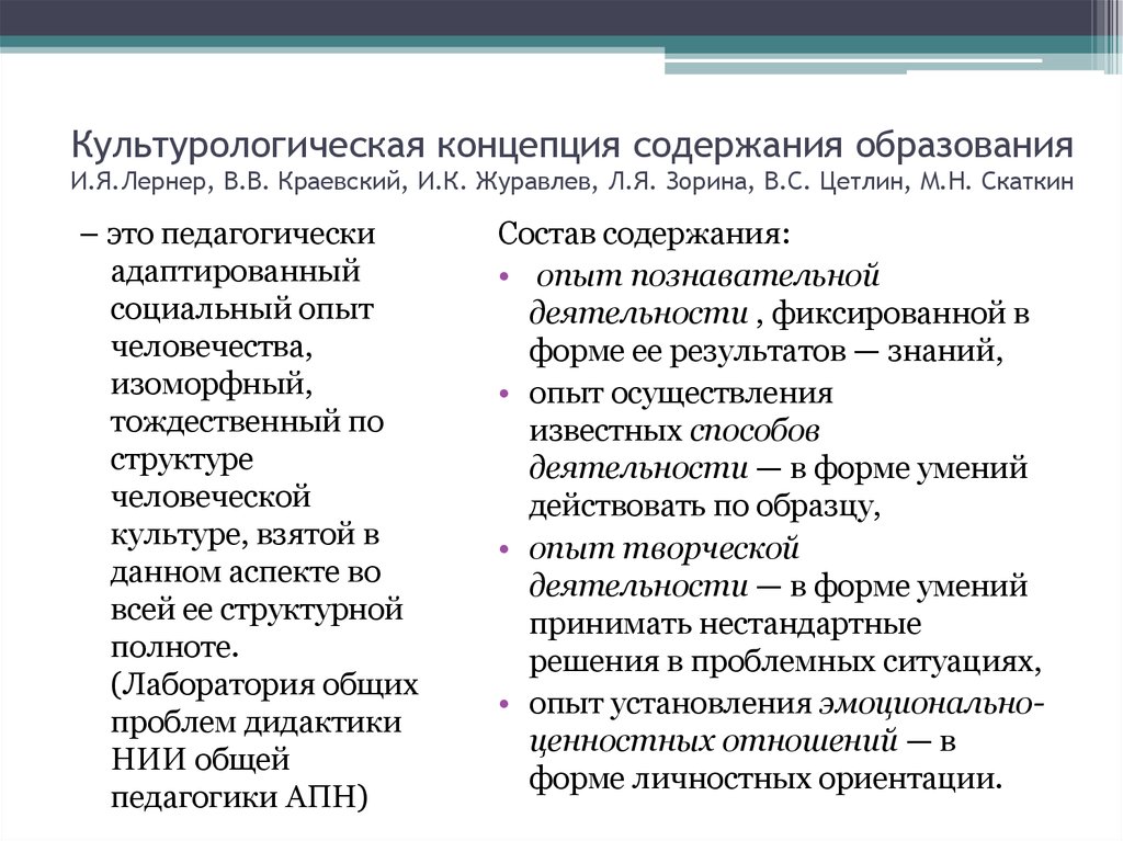 Содержание концепции. Культурологическая концепция образования. Концепции содержания образования. Теории содержания образования таблица. Концепции и теории содержания образования.