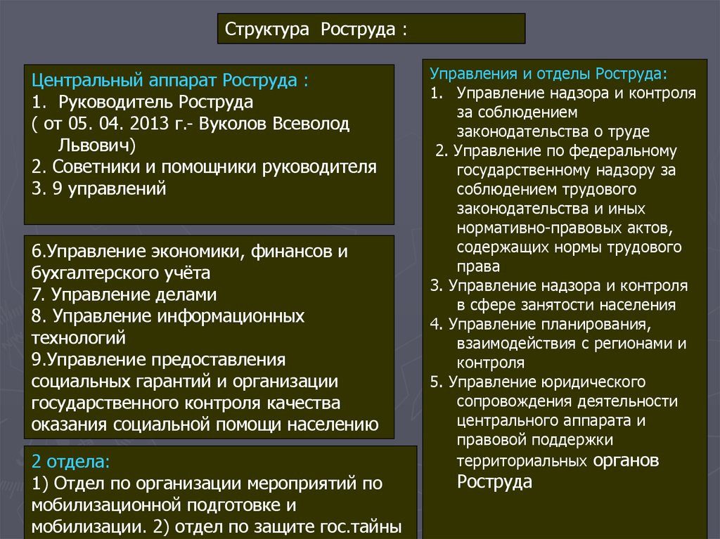 Центральный аппарат организации. Структура Федеральной службы по труду и занятости РФ. Организационная структура Федеральной службы по труду и занятости. Структура органов занятости. Структура центрального аппарата Роструда.