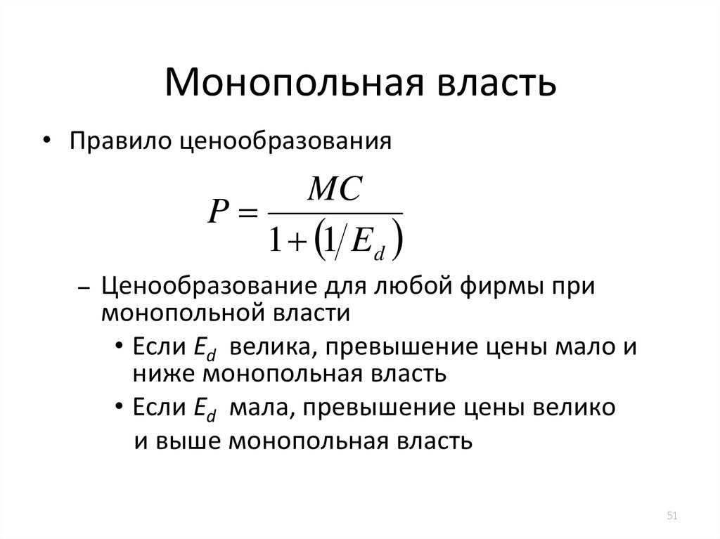 Реализация монопольной власти