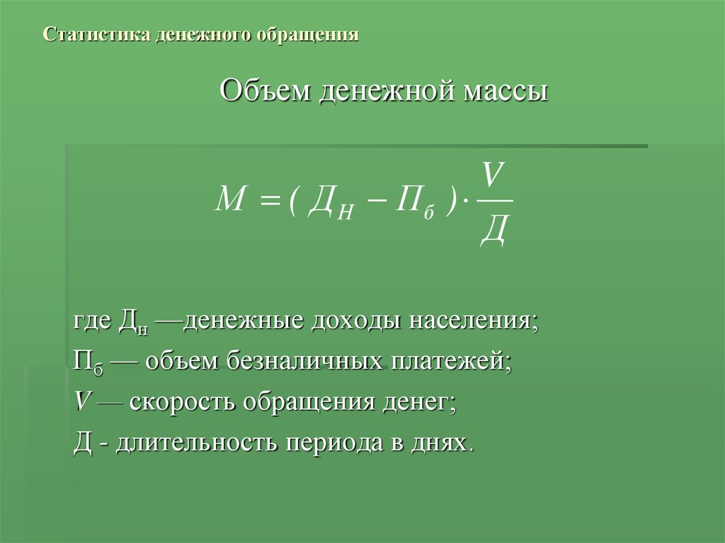 Статистика денежного обращения презентация