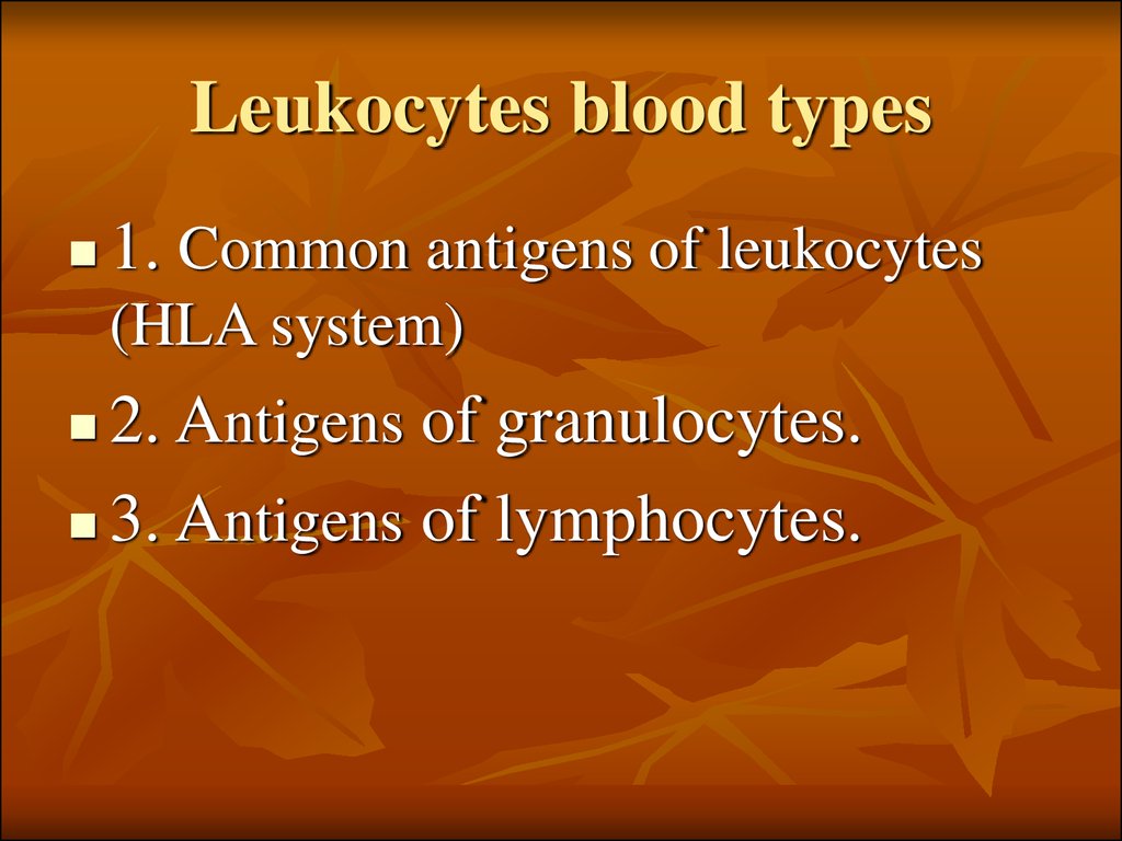 Leukocytes blood types