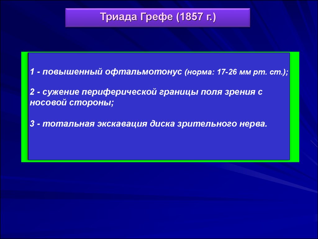 Триада это. Триада симптомов глаукомы. Триада симптомов при глаукоме.