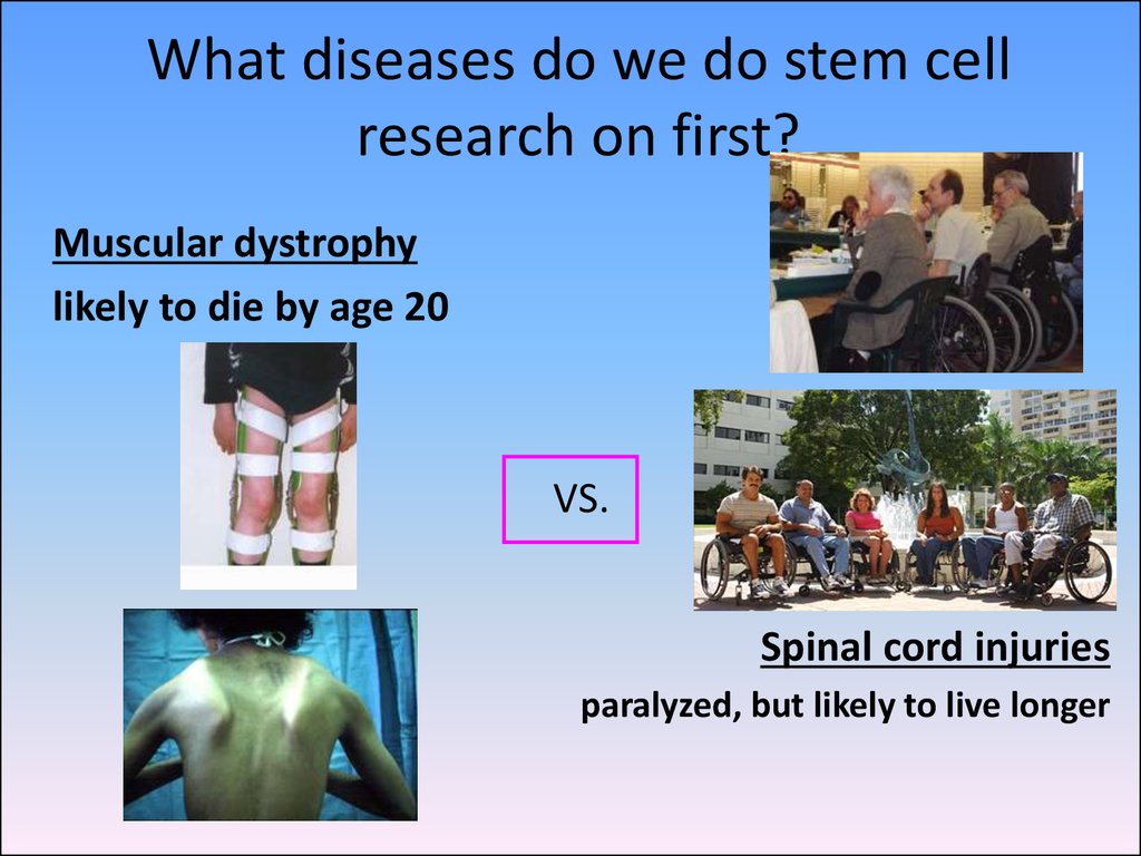 What diseases do we do stem cell research on first?