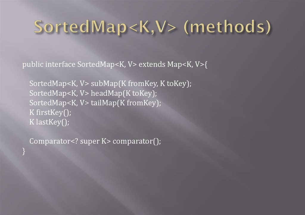 SortedMap<K,V> (methods)