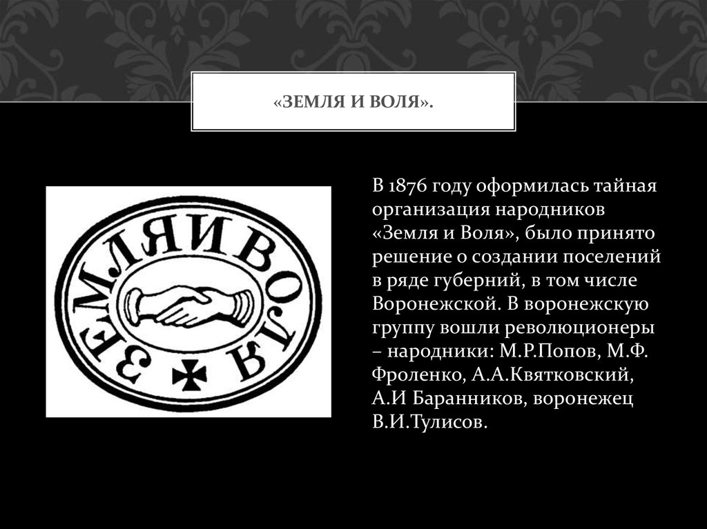 Земля и воля участники. Земля и Воля организация 1876. Земля и Воля организация 1861. Цели организации земля и Воля 1876. Земля и Воля 1861-1864 цели.