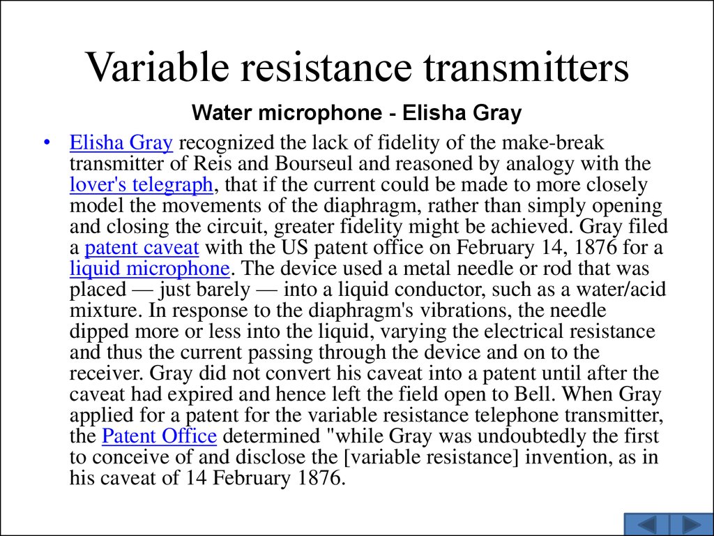 Variable resistance transmitters