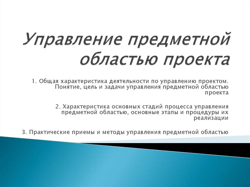 Завершение управления предметной областью проекта включает