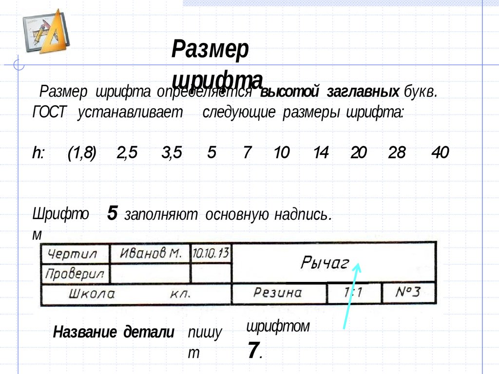 Какая высота шрифта на чертежах по гост