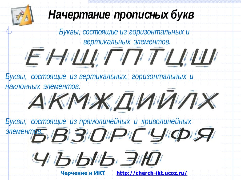 Рисунок начертание букв 5 букв