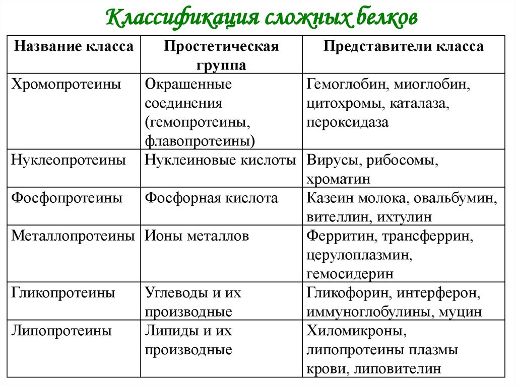 Состав сложных белков