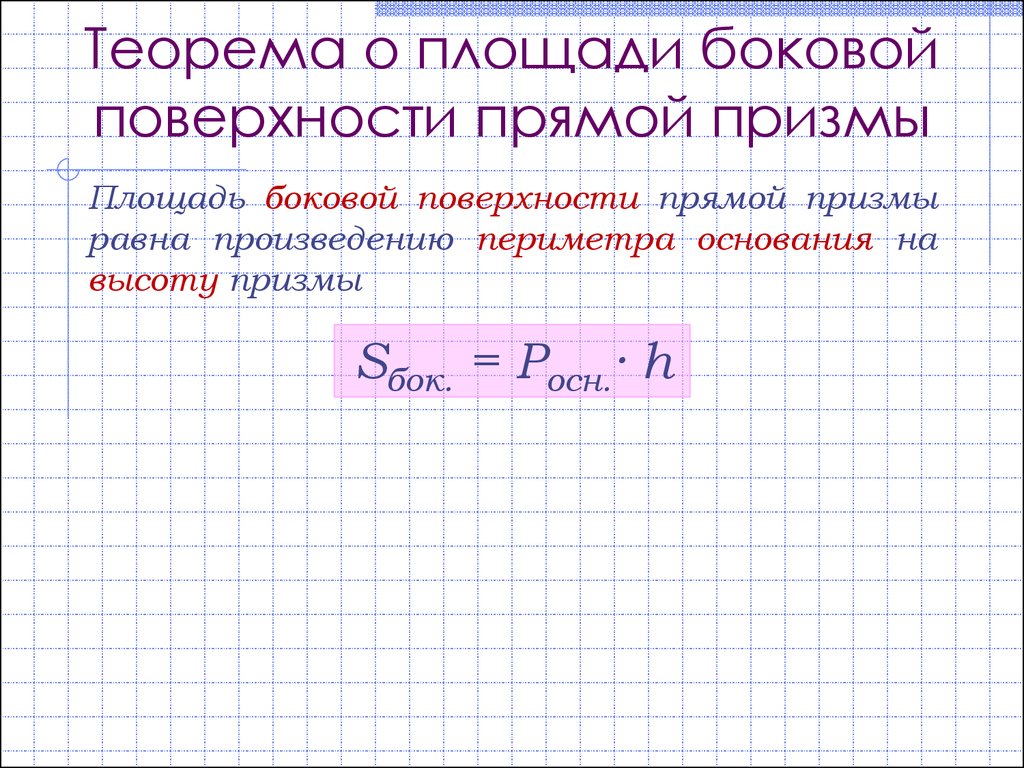 Площадь боковой поверхности прямой призмы