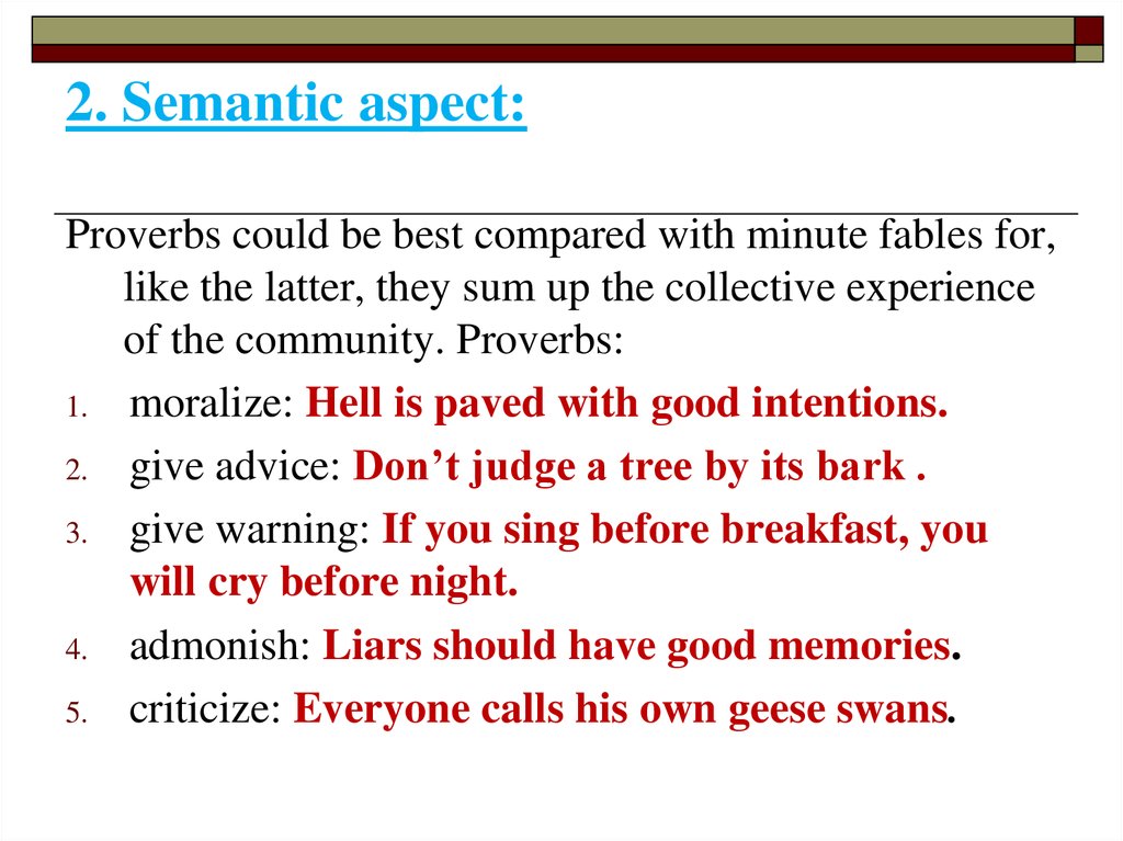 2. Semantic aspect: