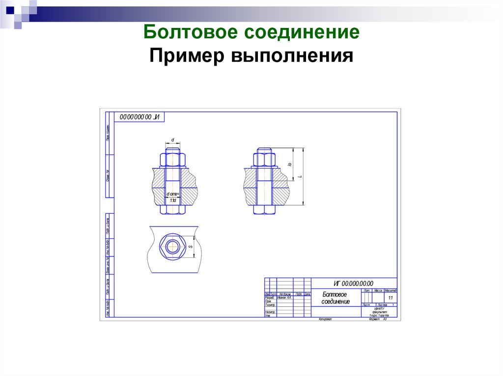 Чертежи резьбового соединения