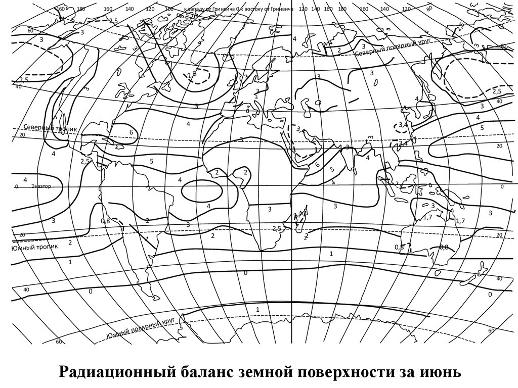 Карта радиационного баланса мира