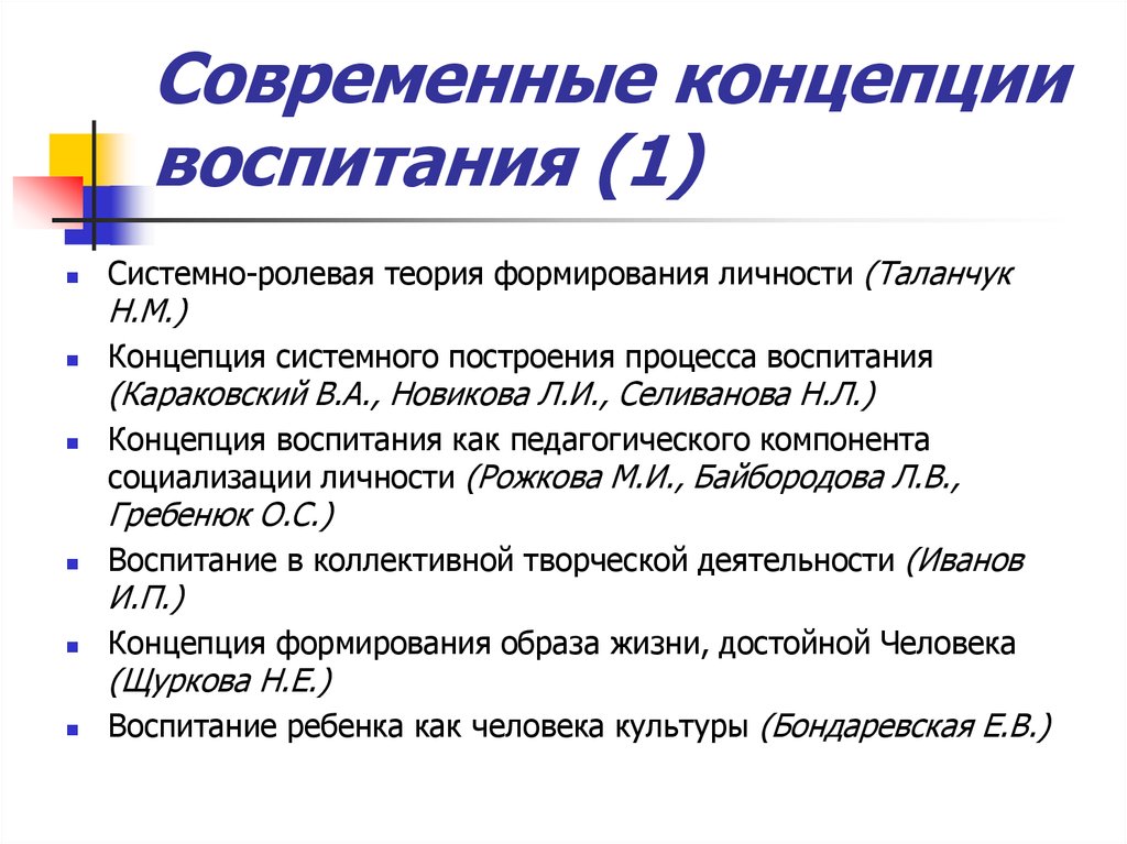 Современные концепции воспитания личности