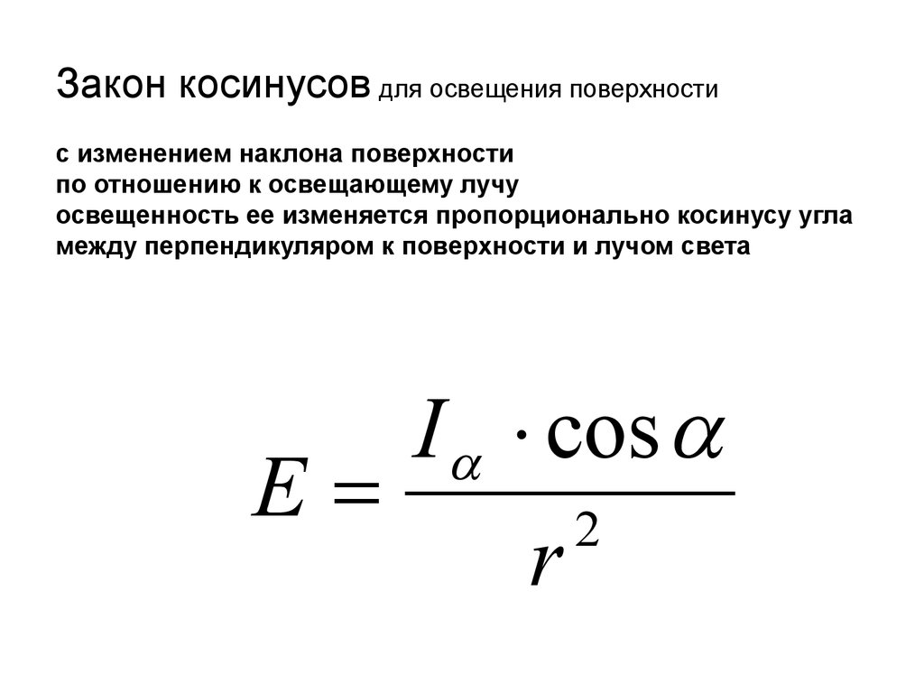 Косинус ab. Закон освещенности формула. Формула второго закона освещенности. Яркость и освещенность формула. Второй закон освещенности формула.