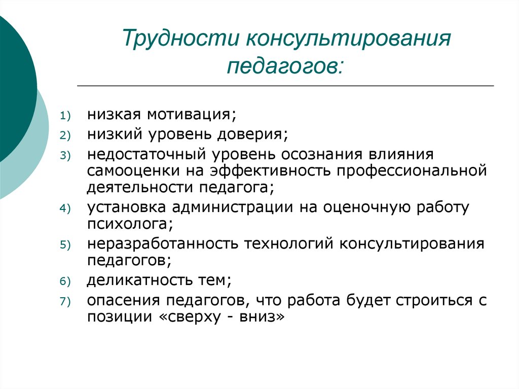 Проблема консультирования. Трудности в работе педагога психолога. Трудности в работе педагога-психолога в школе. Трудности в педагогической работе преподавателя. Трудности и проблемы в работе педагога.