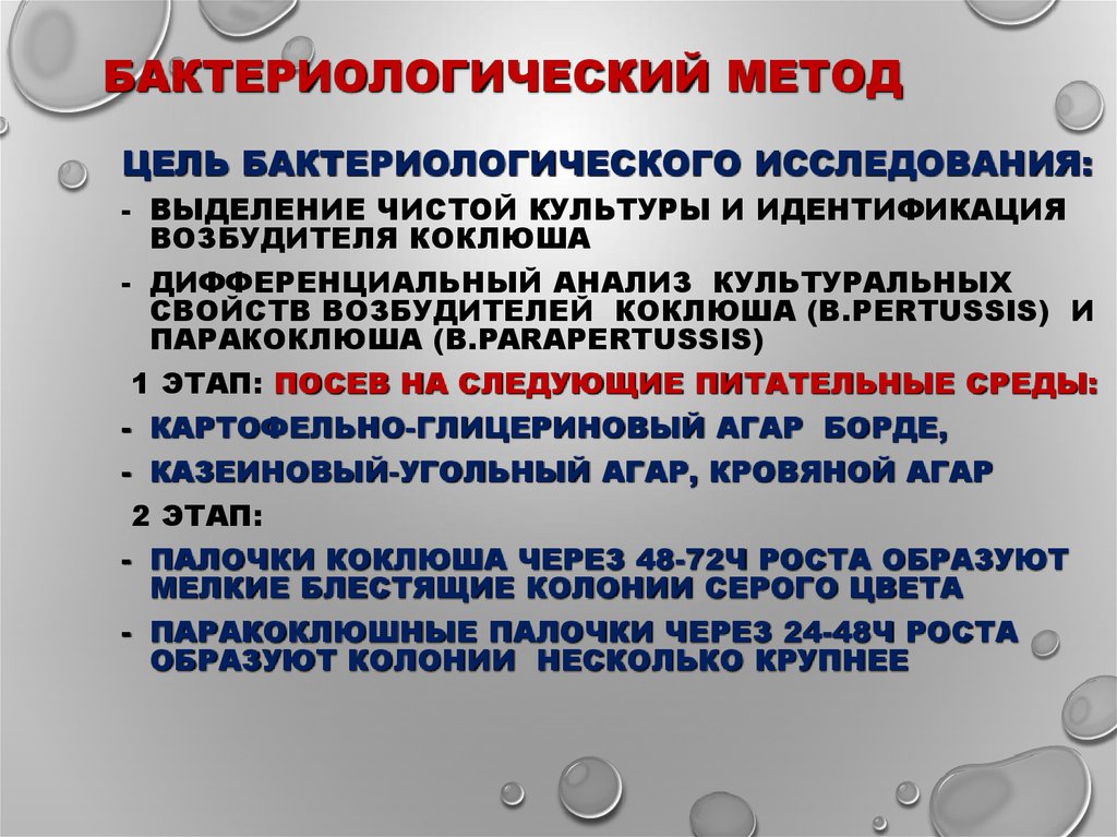 Инвитро коклюш и паракоклюш. Бактериологический метод исследования коклюша. Цели задачи и этапы бактериологического метода исследования. Цель и этапы бактериологического метода исследования. Бактериологический метод исследования цель.