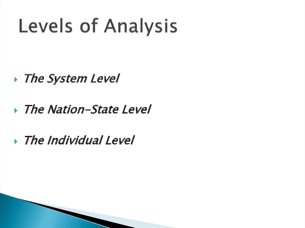 Levels of Analysis