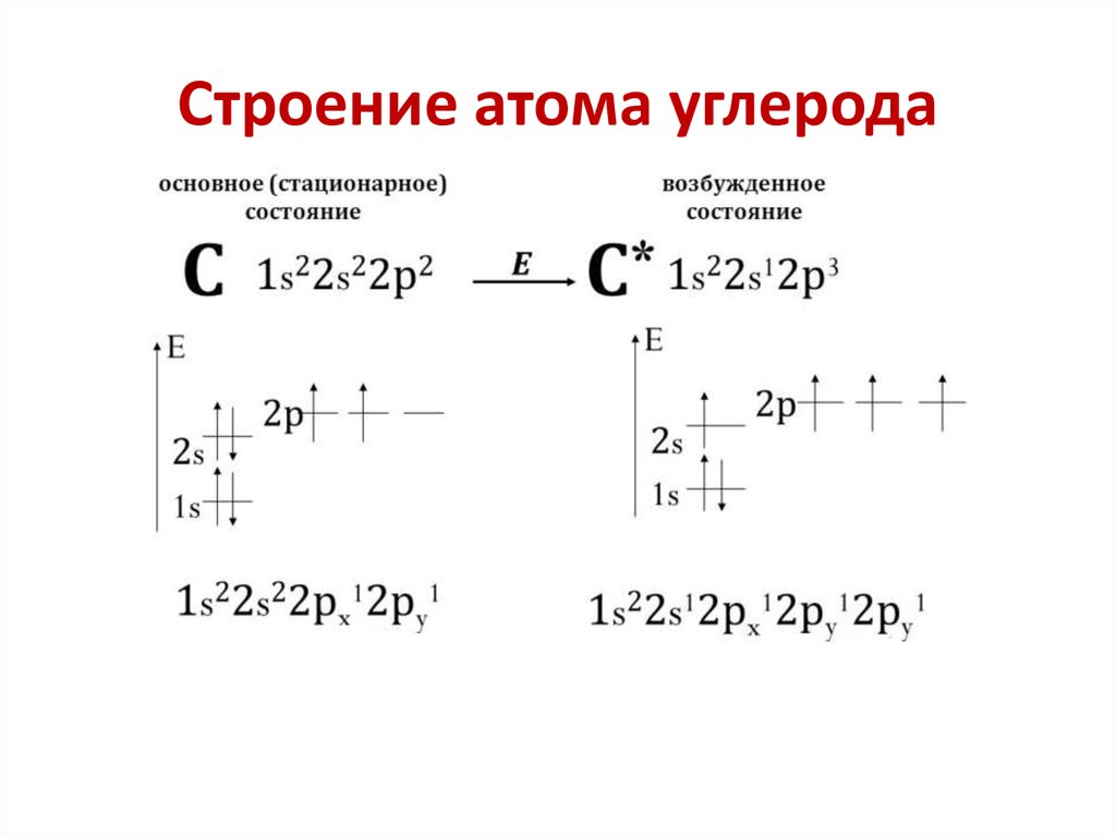 Строение атома элемента углерода