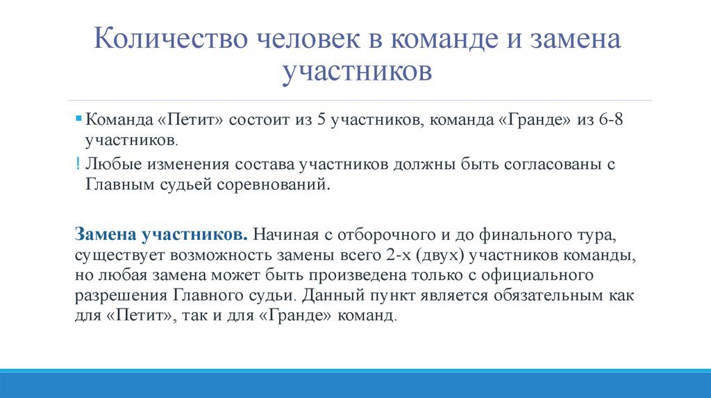 Правила 2015. Количество человек в команде. Команда сколько человек. Замена в команде. Замена участника команды.