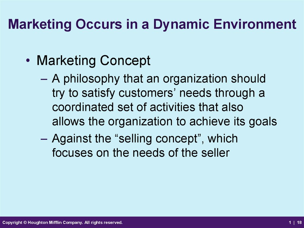 Marketing Occurs in a Dynamic Environment
