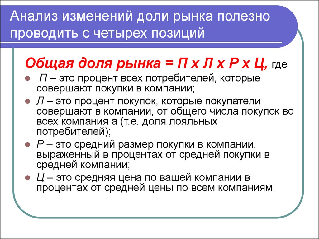 Изменение долей. Задачи на изменение доли рынка. Причины изменения доли на рынке.